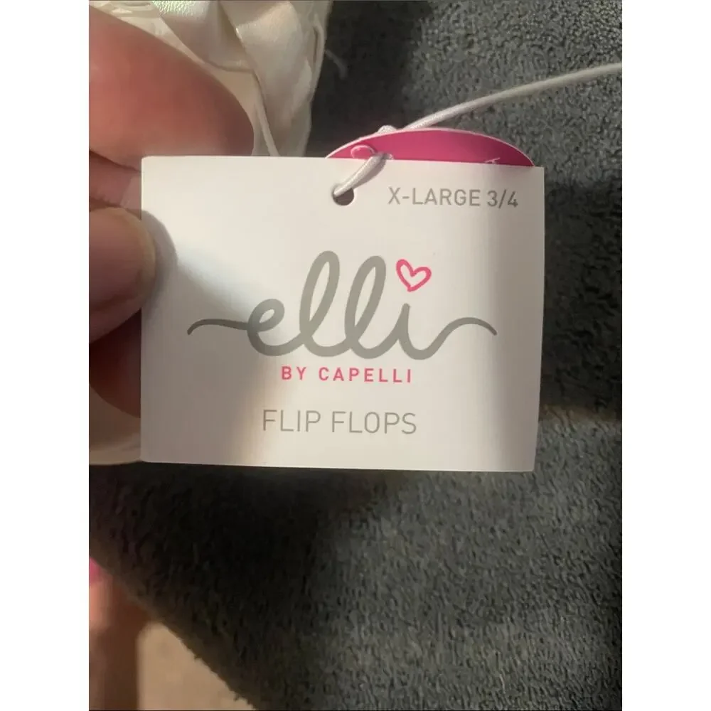 NWT Size 3 Elli by Capelli Iridescent Braided Double-Strap Slide Sandals - White